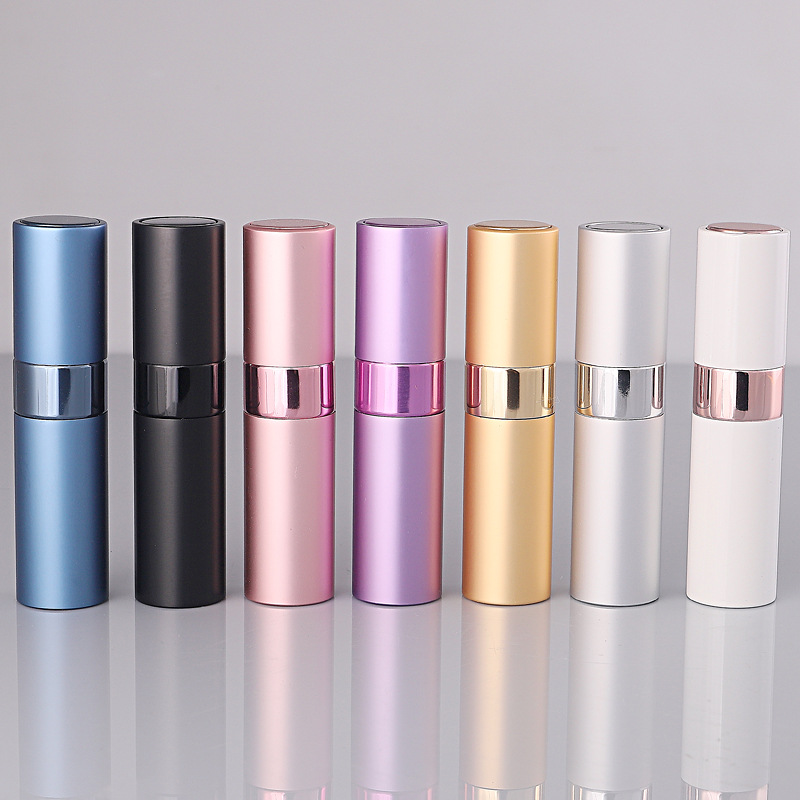 Aluminum Collar 5ml 8ml 10ml Mini Empty Sample Vials Glass Spray Perfume Bottle with Glass Laser Engraved Surface and Box