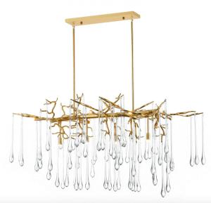 China 80 CRI Modern Crystal Chandelier Square Clear Glass Drop Chandelier factory