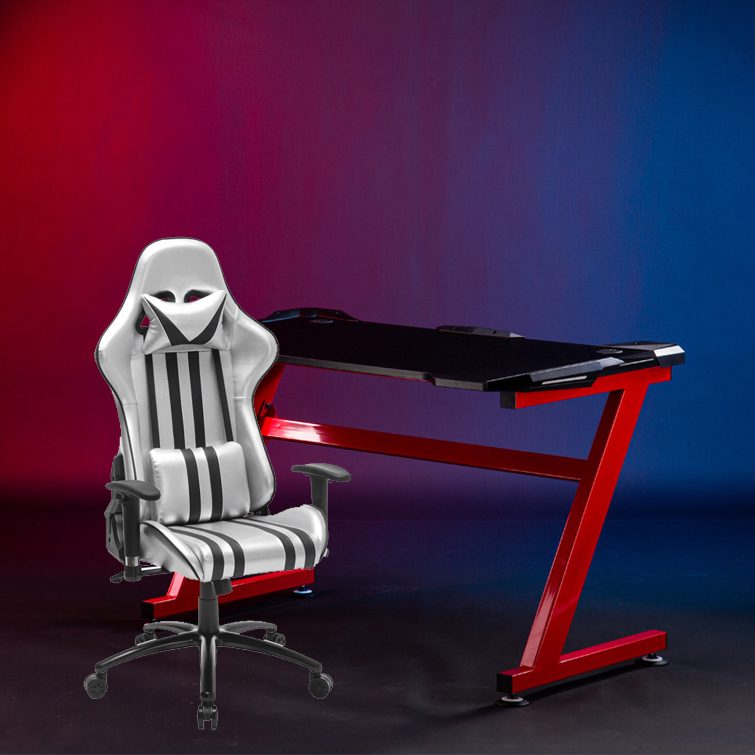 Office/Home Silvery Computer Gamer Executive Chair with Backrest Adjustable 90 -180