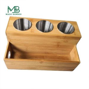 Customized Bamboo Bathroom Storage Rack Hair Appliance Organizer