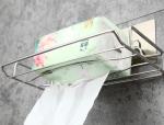 Kitchen Self Adhesive Stainless Steel Paper Towel Holder Phone Storage Shelf