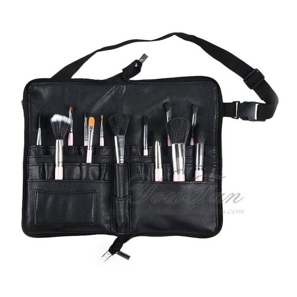 China Professional Cosmetic Brush Holder , PU Leather Makeup Brush Bag factory