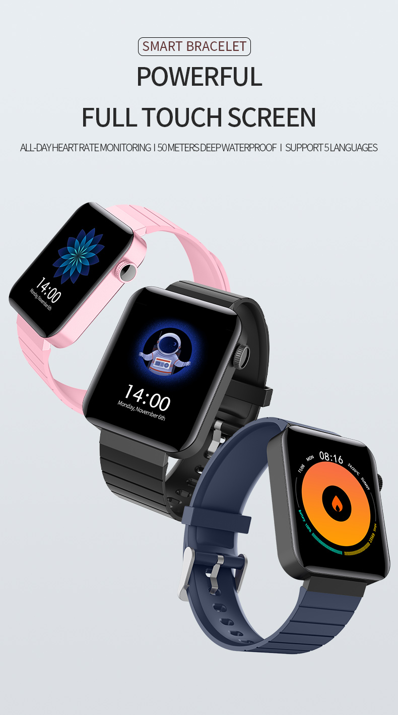 M5 Heart Rate SmartWatch 1.54inch Waterproof Watch With Thermometer Panic Free Shipping A Bracelet