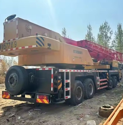 Red SANY 50 Ton Mobile Used Sany Telescopic Arm Truck Crane SANY STC50 In Good Condition