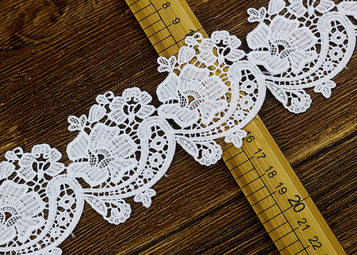 Floral Guipure Water Soluble Lace Trims With Heavy Embroidery For Dresses Ribbon