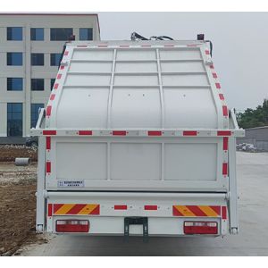 Self-handling compressive bin cleaning vehicle compactor garbage truck