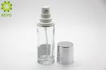Straight Shoulder Empty Foundation Bottle With Pump 40ml Clear Glass Made