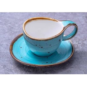 90ml 250ml Multicolour Rustic Stoneware Coffee Mugs Saucer Set