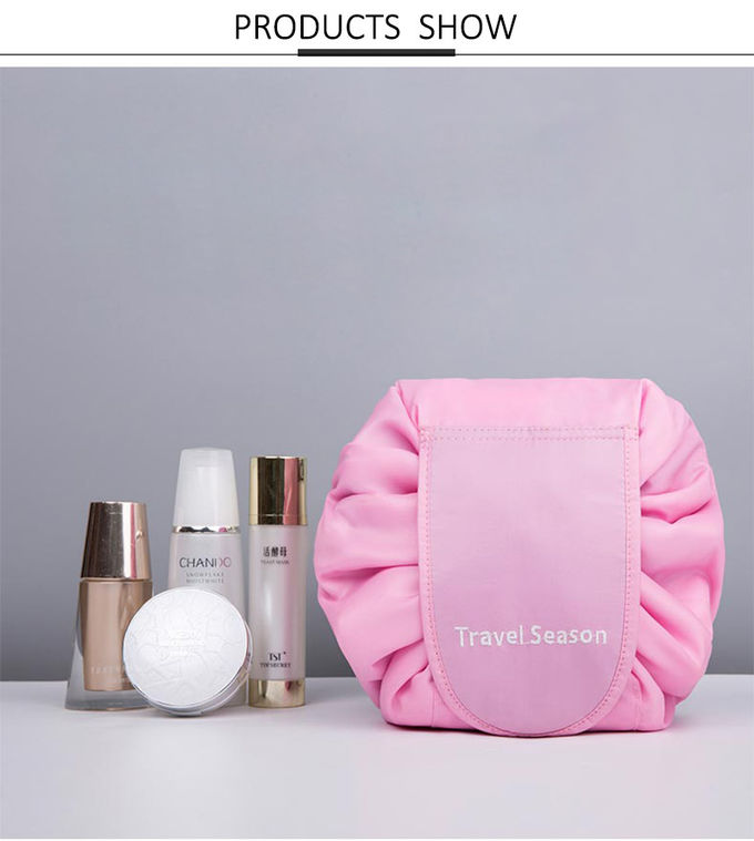 Professional Waterproof Polyester Black Drawstring Cosmetic Bag