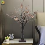 Gold Flower Iron Plastic Bedside Table Lamp USB Port Adjustable