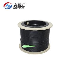 China Outdoor FTTH SC/APC Pre Connectorized Flat Drop Cable G657a2 Bulk Fiber Optic Cable on sale