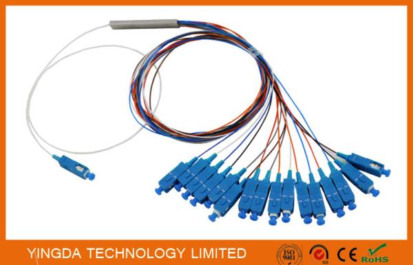 0.9mm Steel Tube Fiber Optic PLC Splitter 1X16 G657A1 1.5m 0.9mm With SC UPC