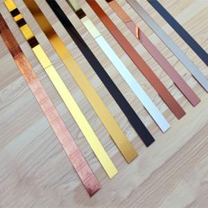 China Shiny Brass Stainless Steel Flat Trim Strips Metal Wall For Decoration factory