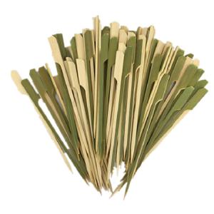 China Barbecue Tools Disposable Bamboo Stick 15-30cm Non-slip Flat Blue Bamboo Stick factory