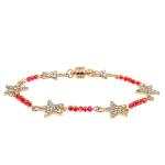 Women Custom Six Star Crystal Beads Bracelet Gold Plated With Magnetic Buckle
