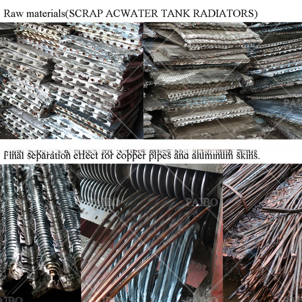 Metal Scrap Heat Radiator Recycling Machine Line with Crushing and Separating Process