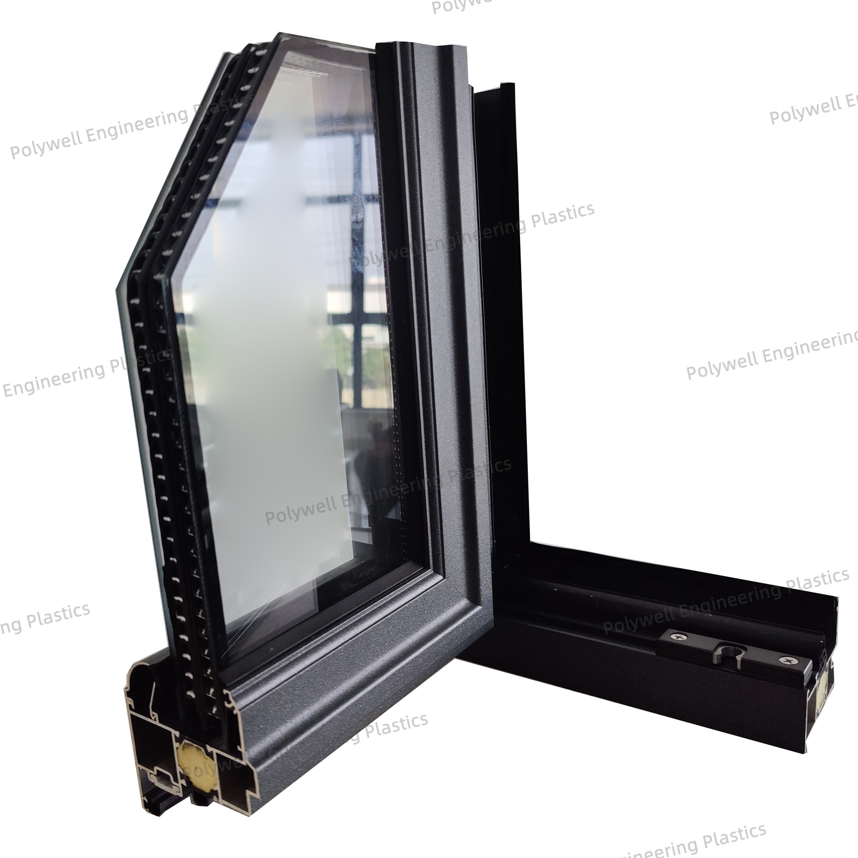 Thermal Break Strips Aluminum Folding System Window Super Hardness Double Glazed Profile