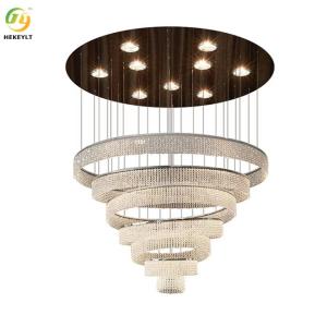 China Gold Dimmable Modern Crystal Pendant Light Round K9 Hanging Ceiling Light factory