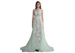 Front And Back V Neck Saudi Arabic Evening Dresses Floral High End Custom