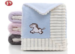 China Embroidered Warm Baby Blanket Soft flannel Fleece animal cartoon swaddled Bedding Decration factory