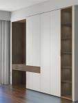 Modern Walnut Hotel Room Wardrobe With Dresser All In One