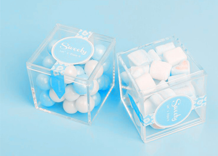 Mini Acrylic Candy Box In Clear Color With Lid For Wedding Gift
