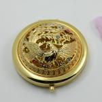 Shinny Gifts Gold Plaiting 3D Peacock Travel Mirror Handle Mirrors