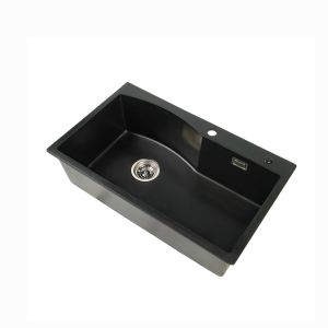 Apartment Single Bowl Quartz Stone Kitchen Sink 750*450*210mm