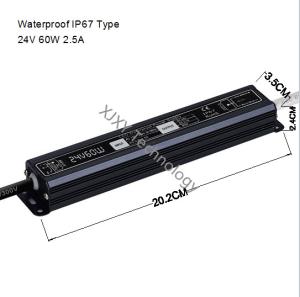 China 24V 2.5 A 60W Neon Sign Power Supply IP67 Waterproof Washing Wall Light Box factory