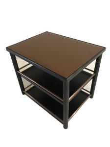 China Smoke finish tempered glass top oak wood black color side table,coffee table for living room,hotel bedroom end table factory