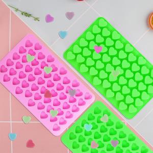 China Silicone Mini Heart 55-Cavity Molds For Baking, Heart Shape Ice Cube Candy Chocolate Mold, Valentine Candy Molds factory