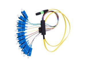 China 12 core Simplex Flat Round Telecommunication fiber optic , MPO - SC Fiber optic jumper factory