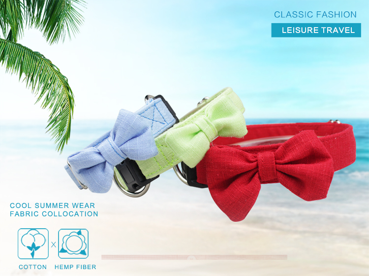 C518 Wholesale Custom Logo Luxury Hand Made Pet Product for Dog Bamboo Hemp Dog Collar