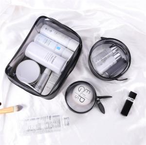 China Portable 3 Piece Clear Plastic Cosmetic Bags Good Stability Every Size Available factory