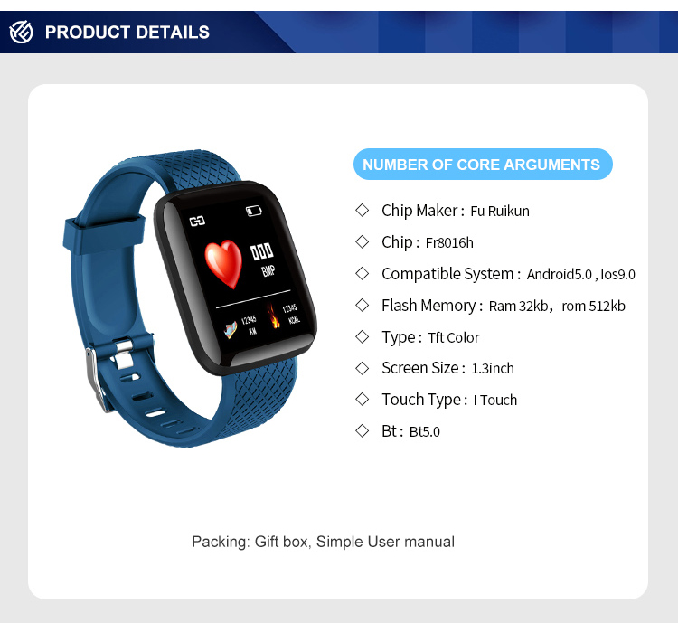 4 Colors Waterproof Fitness Tracker Smartwatch 1.3 inch Screen 44mm Strap