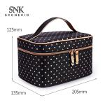 Large Capacity Dot Pattern Double Zipper Waterproof Cosmetic Tote Bag