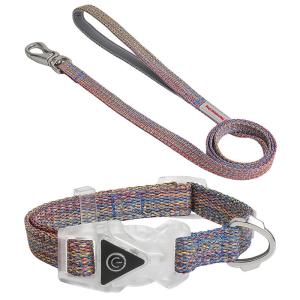 China Led Dog Pet Collars Leash Set Adjustable Decorative Nylon Rope Dog Leash Reflective Dog Leash factory
