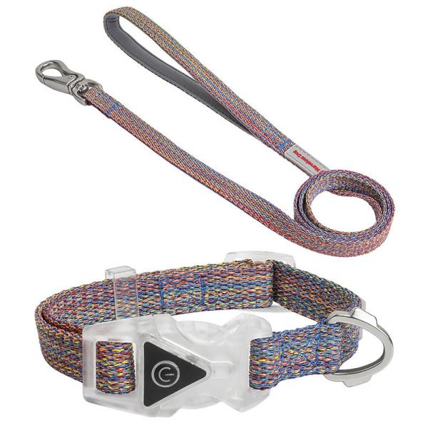 Led Dog Pet Collars Leash Set Adjustable Decorative Nylon Rope Dog Leash