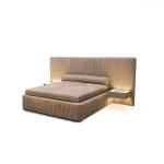 Contemporary Modern Bedroom Furniture Sets Solid Wood Inner Frame Matte Fabric