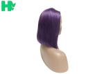 Natural Straight Wave Short Human Hair Lace Front Wigs 12 Inch Purple Color