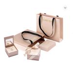 Small Rose Pink CMYK Fancy Gift Paper Bag Packaging Carrier With Ribbon Handles