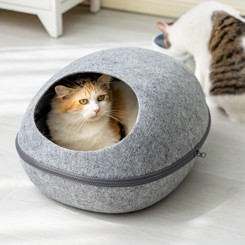 felt cat bed cave