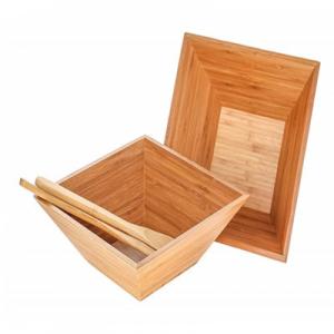 China Multipurpose Bamboo Salad Set , Square Wood Salad Bowl Wood Handicraft factory