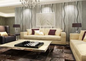 China Curve Line Design Gray Modern Removable Wallpaper for TV Background 0.53*10M factory