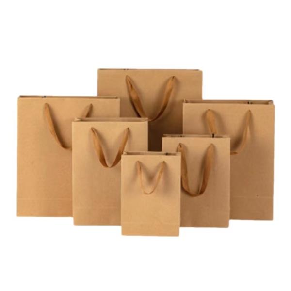 Brown Custom Printed Paper Bags Fancy Shape for coffee tea