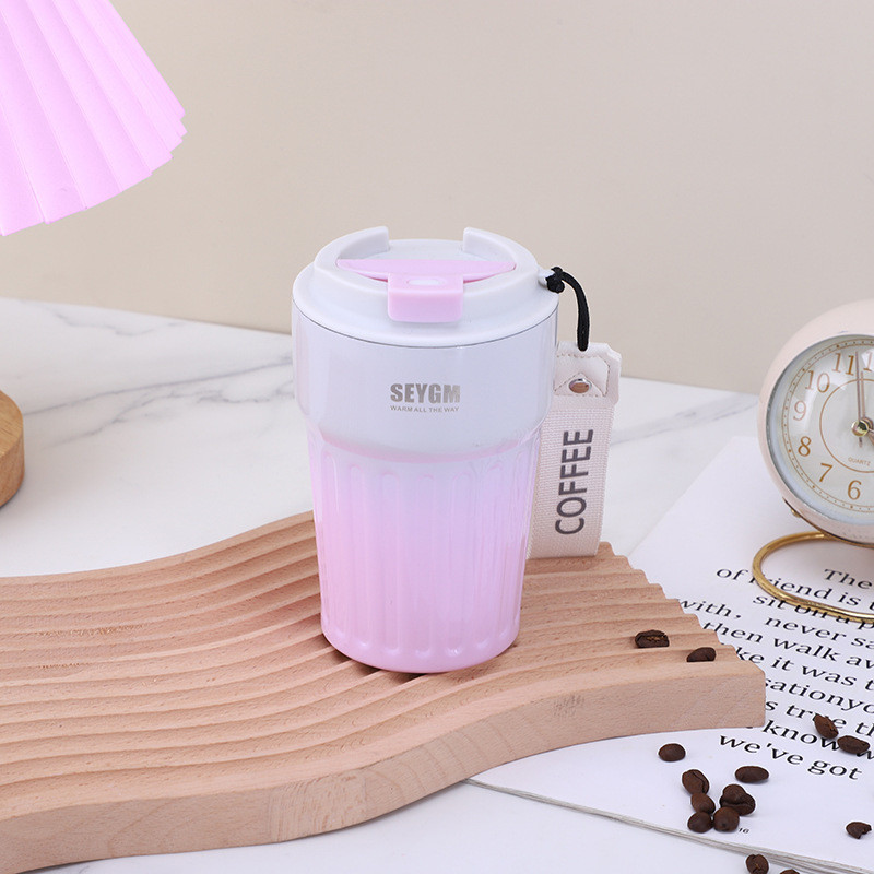380ml Good Price Fashionable Gradient Double Wall Coffee Mug Vacuum Flask For Travel