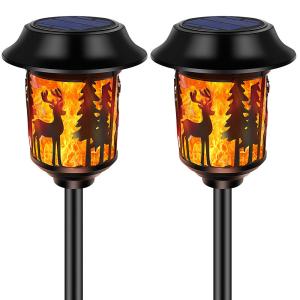 China Dusk To Dawn 35lm Solar Outdoor Pathway Lighting 840g Flickering Flame Lights factory