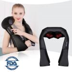 Black PU Cover Portable Neck Massager 4D Kneading With Red Light Warm Massage