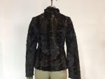 Girls Black Color Faux Fur Coat With Funnel Collar Zip Through TW77402