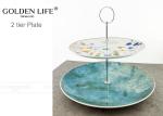 Pastoral Flowers Ceramic Fruit Plates Double - Decked AB Grade Quality Level